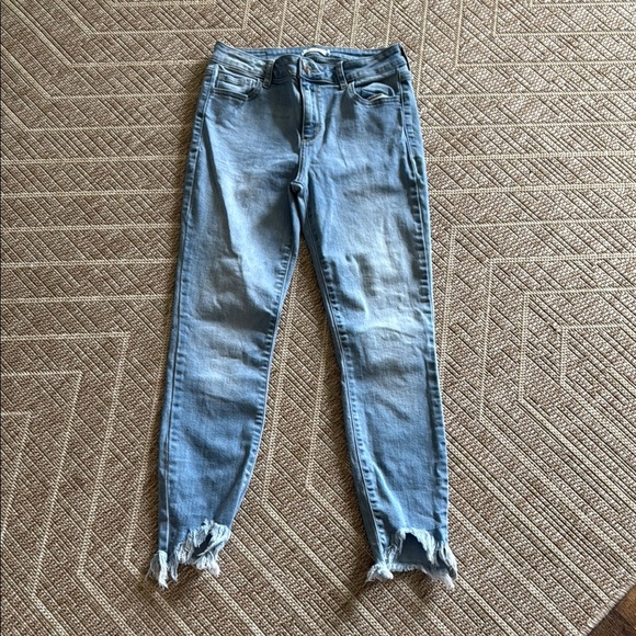 Cello Light Wash Raw Hem Skinny Blue Jeans - Picture 1 of 6